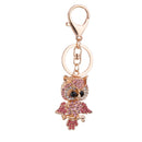 1PCS Pink Rhinestone Crystal Owl Charm Keyring Key Ring Key Chain