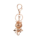 1PCS Pink Rhinestone Crystal Owl Charm Keyring Key Ring Key Chain