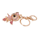 1PCS Pink Rhinestone Crystal Owl Charm Keyring Key Ring Key Chain