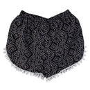 Women Fashionable Chiffon Printed Loose High Waist Shorts Summer Clothing Accessories 35cm S Black