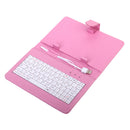 Protective USB Interface Keyboard Leather Case Cover Skin Compatible For Tablet PC 8" MID Pink