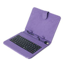 Portable USB Interface Keyboard Leather Case Cover Skin Compatible FOR Tablet PC 8'' Tablet PC MID Purple
