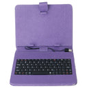 Portable USB Interface Keyboard Leather Case Cover Skin Compatible FOR Tablet PC 8'' Tablet PC MID Purple