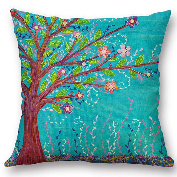 European Style Oil Painting Tree Cushion Cover Home Decor Throw Pillow Case