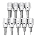 3/8 Inch Drive Socket 10pcs T10-T55 Torx Socket 9pcs H2-H10 Hex Socket Bit Set