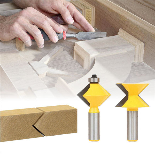 2pcs 1/2 Inch Shank 90 Degree Mortise and Tenon Router Bit for Woodworking