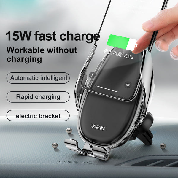 Joyroom 15W Qi Wireless Charger Infrared Smart Sensor Air Vent Dashboard Car Phone Holder Car Mount for 4.0-6.5 Inch Smart Phone for Samsung Galaxy Note 10 for iPhone 11