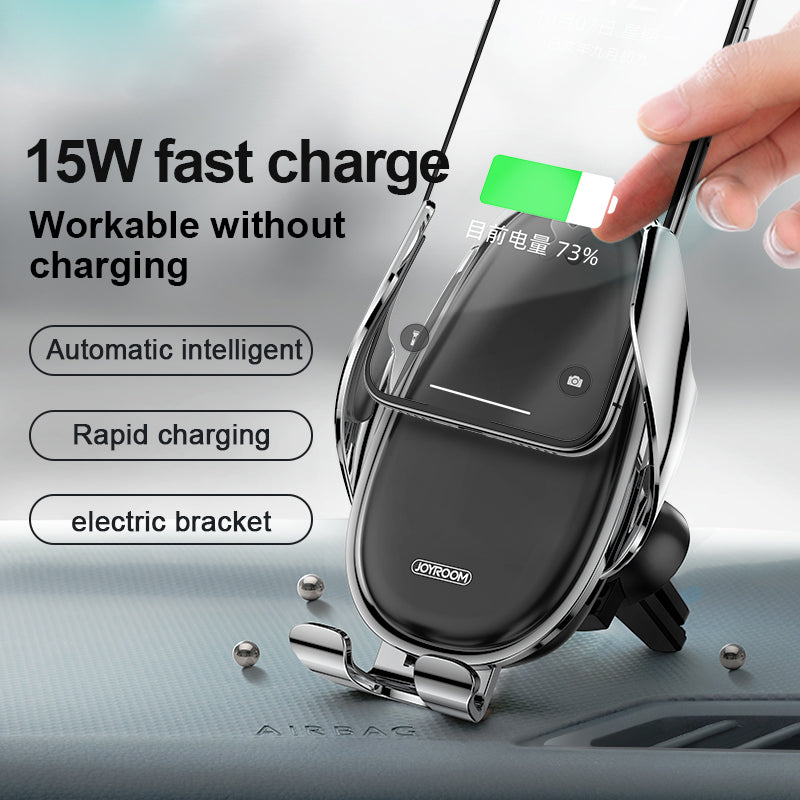 Joyroom 15W Qi Wireless Charger Infrared Smart Sensor Air Vent Dashboard Car Phone Holder Car Mount for 4.0-6.5 Inch Smart Phone for Samsung Galaxy Note 10 for iPhone 11