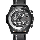 BAGARI 1802P Fashion Men Watch 3ATM Waterproof Week Display Leather Strap Quartz Watch