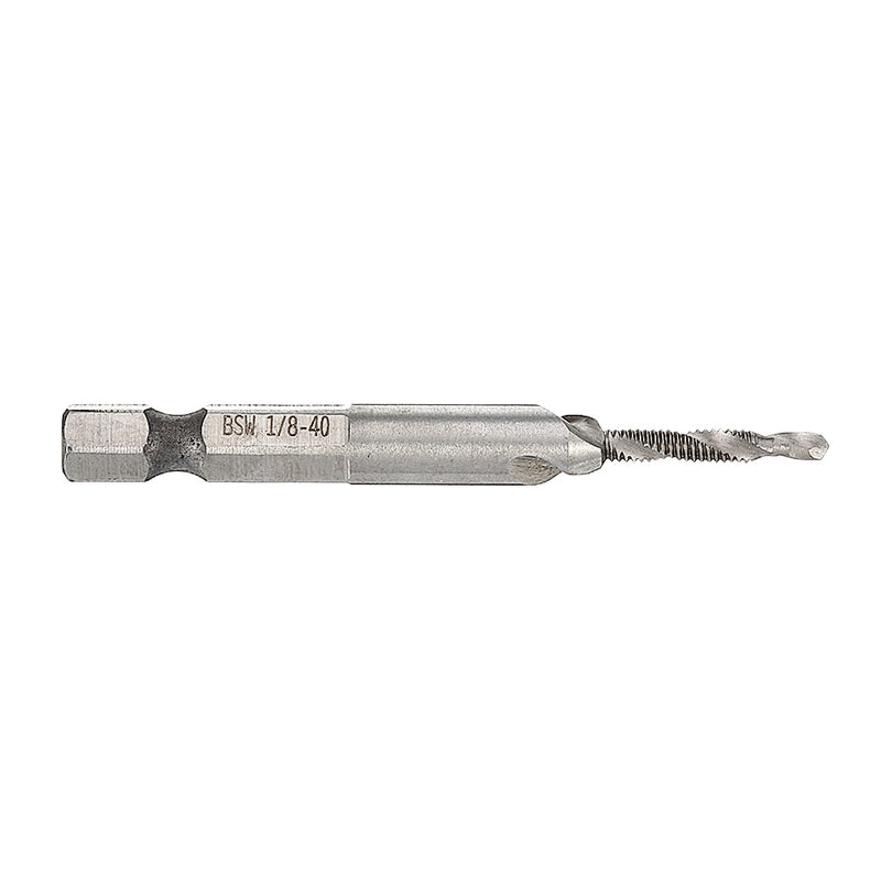 1/8-3/8 Inch BSW Thread HSS Combination Drill Tap Bit 1/4 Inch Hex Shank Deburr Countersink Bit