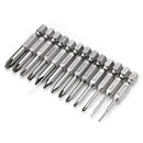 Broppe 13pcs 50mm Magnetic Long Hex Shank Cross Head Screwdriver Bits