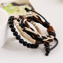 3Pcs Hemp Woven Vintage Multi-layer Men's Bracelet
