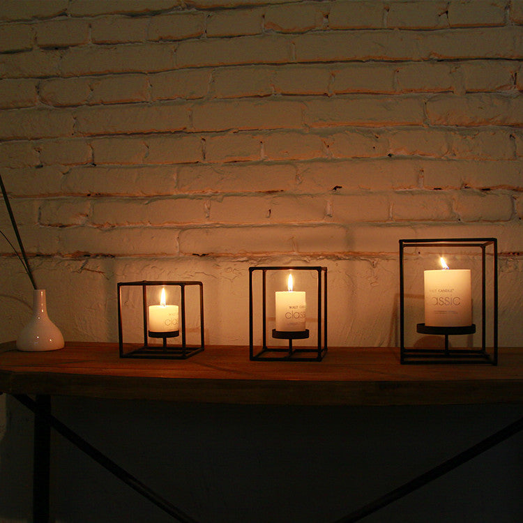 Iron Art Candle Holder Black Hollow Out Candelabra Candle Holders Candle Stick Candle Home Decor