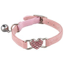 Heart charm and bell cat collar safety elastic adjustable with soft velvet  U7N2
