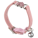 Heart charm and bell cat collar safety elastic adjustable with soft velvet  U7N2
