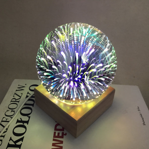Novelty 3D Magic Glass Ball Sphere Fairy Tale Starry Sky Romantic Fireworks Light Table Lamp