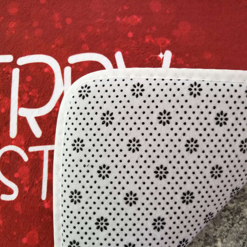 3D Christmas Santa Claus Anti-slip Kitchen Room Floor Mat Flannel Carpet Rug
