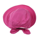 Summer Fashion Bowknot Big Visor Cap Beach Sun Hat Rose red N7D1