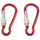 2Pcs Aluminum Climbing Screw Locking Snap Carabiner Hook Keychain Red J9J1