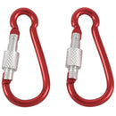 2Pcs Aluminum Climbing Screw Locking Snap Carabiner Hook Keychain Red J9J1