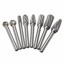 8pcs 1/4 Inch Shank Double Cut Carbide Rotary Burr Die Grinder Grinding Head Bit Tool Set
