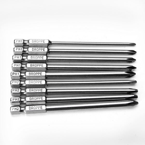 Broppe 9pcs 100mm Magnetic Long Hex Cross Head Screwdriver Bits