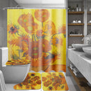 180x180cm Sunflower Bath Fabric Shower Curtains Waterproof Lid Toilet Cover Mat