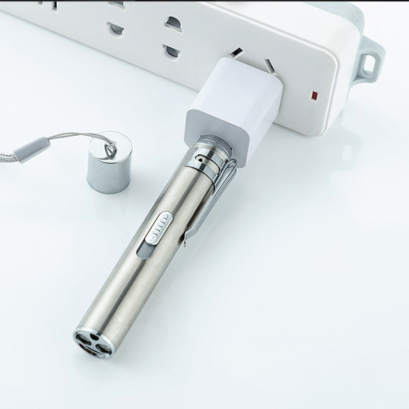 Three-in-one Flashlight White light + Laser +365 White Light USB Rechargeable Mini LED Flashlight Outdoor Work Light Laser Light
