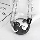 Trendy Geometric Animal Stainless Steel Necklace Cute Sweet Cat Pendant Puzzle Couple Necklace