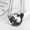 Trendy Geometric Animal Stainless Steel Necklace Cute Sweet Cat Pendant Puzzle Couple Necklace