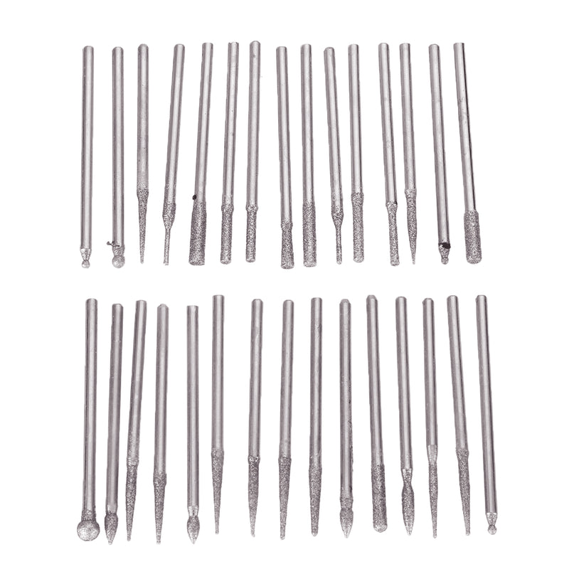 30PCS Diamond Burrs Grits Rotary Tool Drill Bit Manicure Pedicure Grinding Accessories Kit Nail Art Polish