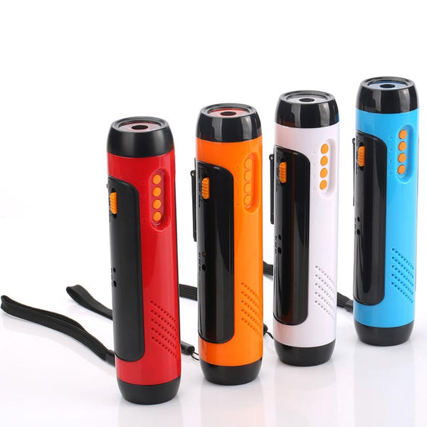 New Version Outdoor Multi-function Flashlight Hand-cranked Power Generation Power Bank FM Radio
