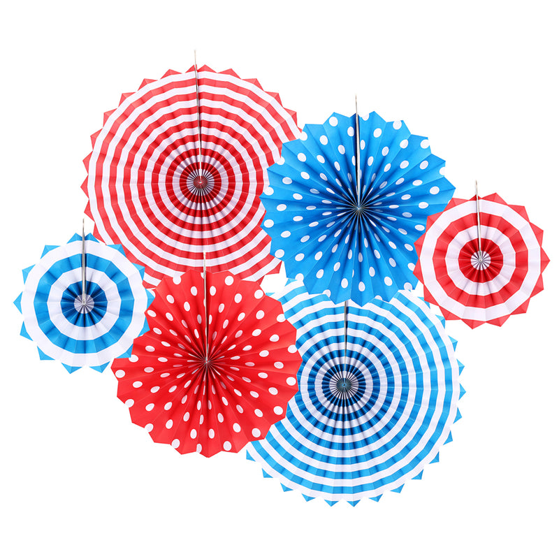 6 Pcs/Set Fiesta Paper Fans Pinwheel Wedding Party Wall Hanging Decorations