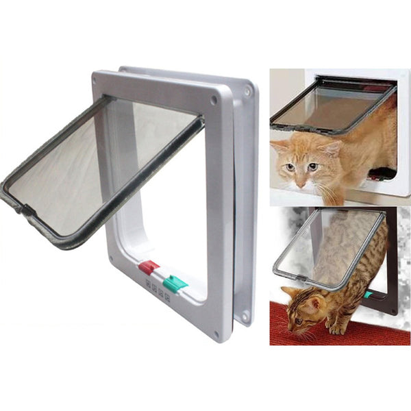 S/M/L 4 Way Locking Intelligent Control Pet Door Waterproof Small Dog Cat Door Window Security Flap Door Pet Cage for Interior Doors