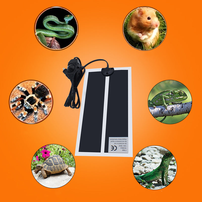 Reptile Pet Heating Pad Film With Temperature Control Switch Waterproof Anti-electric Shock Spider Tortoise Lizard Dog Cat Rabbit Winter Warmer Heater