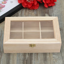 6 Compartments Wooden Tea Bag Box Kitchen Spice Display Storage Chest Essential Oil Container
