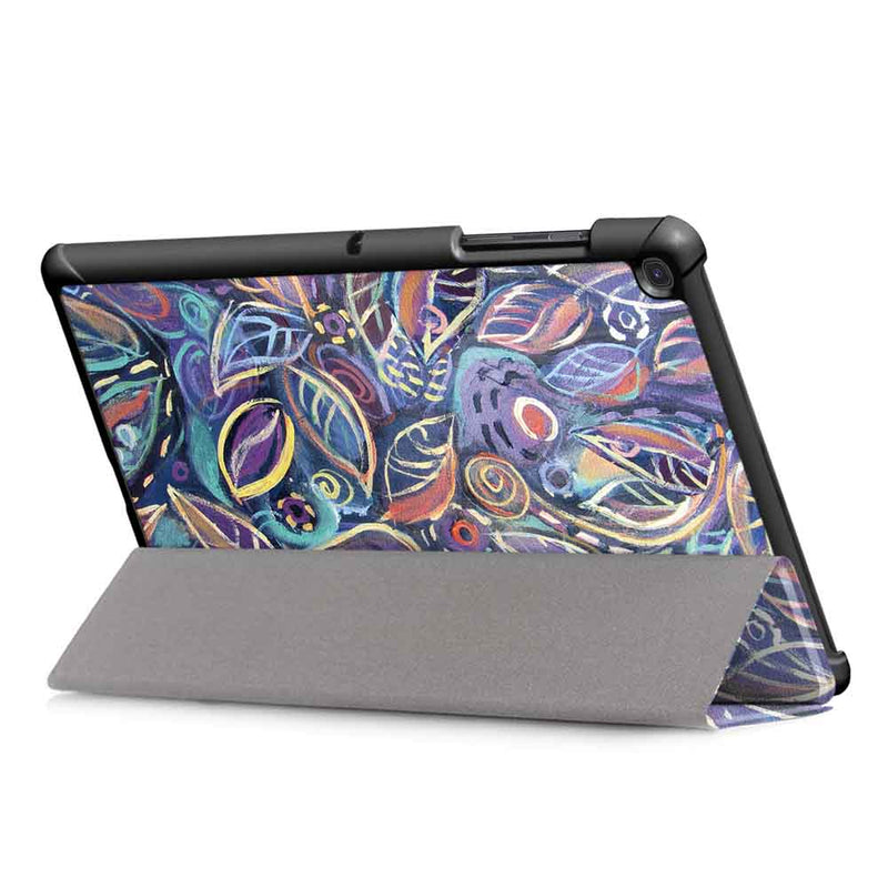 Tri-Fold Pringting Tablet Case Cover for Samsung Galaxy Tab S5E SM-T7290 SM-T725 Tablet - Tree Leaves