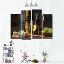 Miico Hand Painted Four Combination Decorative Paintings Red W-ine Wall Art For Home Decoration