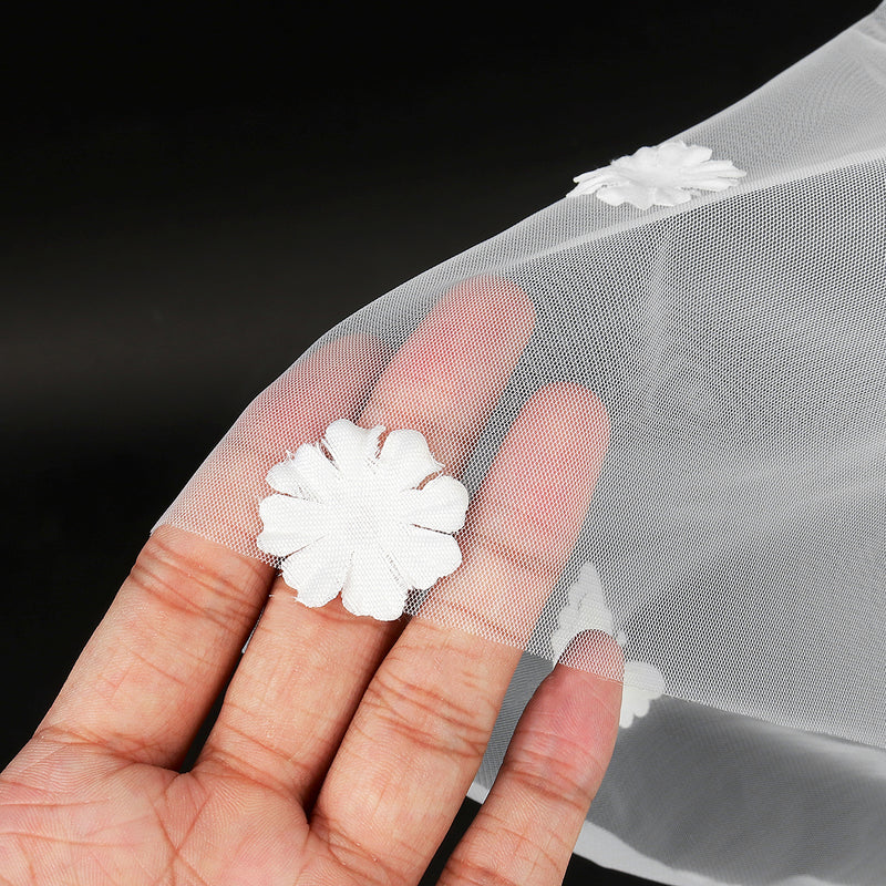 Elegant Ivory Cathedral Length Butterfly Petal Bride Wedding Bridal Veil White DIY Sewing Cloth