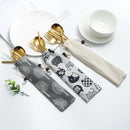 Golden Stainless Steel Spoon Fork Straw Set Chopsticks with Cleaning Brush