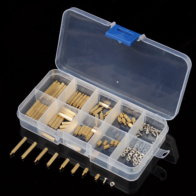 Suleve M2BT2 120Pcs M2 Brass Knurled Standoff Male Female Round Column Pillar Spacer for PCB Board