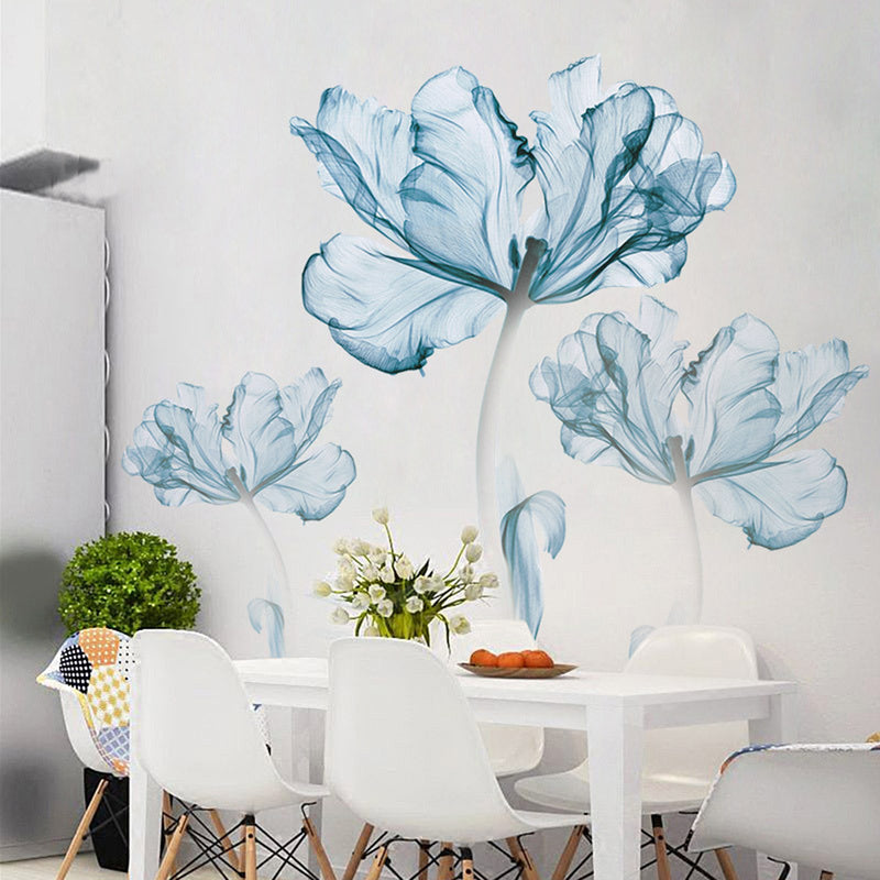 2pcs Large Blue Flower DIY Wall Sticker Art Stickers Vinyl Quote Decal Home Decor