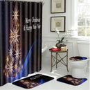 Bathroom Mat Merry Christmas Decoration Style Floor Mat Covered Toilet Lid Shower Curtain