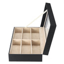 PU Leather 6 Grid Sunglasses Glasses Storage Display Case Box Organizer