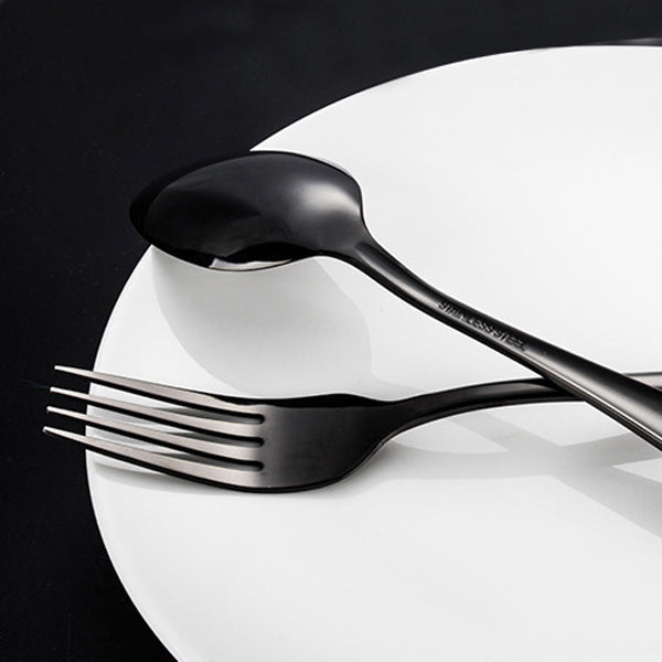 KCASA Stainless Steel Black Gold Flatware Dinnerware Cutlery Fork Knife & Spoons Tableware Set