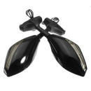 Universal Turn Signal Motorcycle Mirrors With LED Indicator Motorbike Black Look