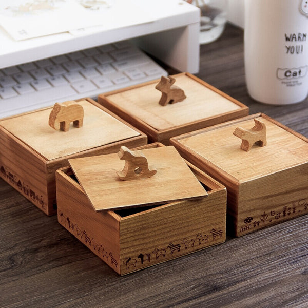 10*10*5 cm Creativity Retro Animal Design Handles Wooden Box Fine Workmanship Display Box