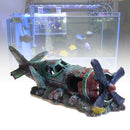 ZANLURE Large Plane Wreck Fish Tank Decoration Resin Aquarium Decorations