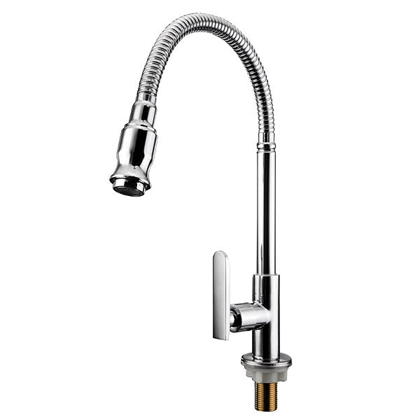 Kitchen Sink Single Lever Faucet Flexible Chrome Brass Pull Out Spring Tap