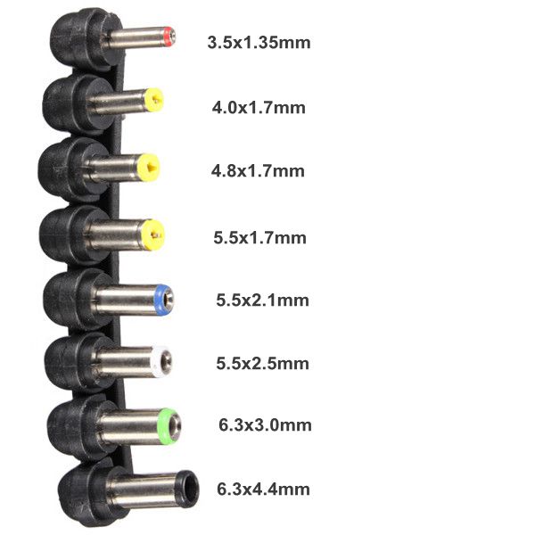 8Pcs Universal AC DC 2 Pin Power Adapter Tips for Power Charge Tester